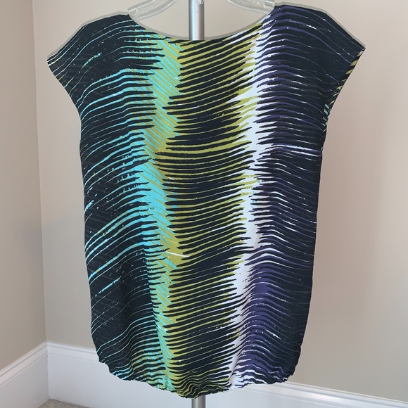 LOFT Sleeveless Black, Purple, Green, White, Teal Blouse, XS - Picture 2 of 6